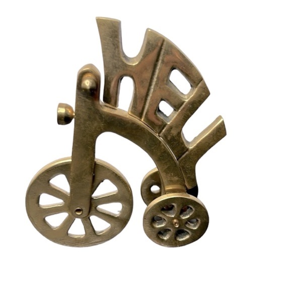 Vintage Solid Brass Hell on Wheels Tricycle   Heavy Paperweight Rare - Picture 1 of 11